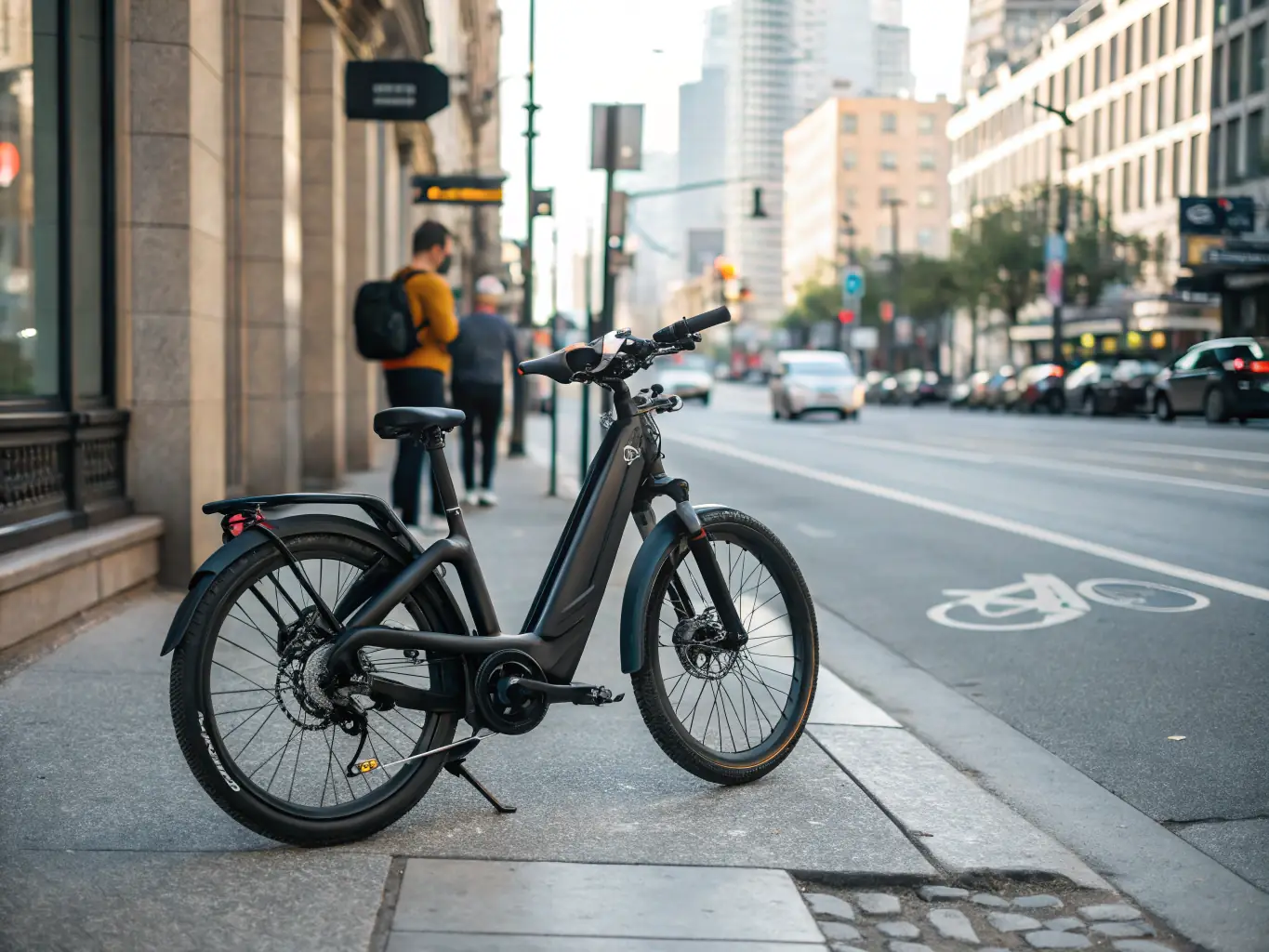 A CityOhm electric bike parked in front of a vibrant Mumbai street food stall, showcasing its compact design and suitability for navigating crowded city streets.
