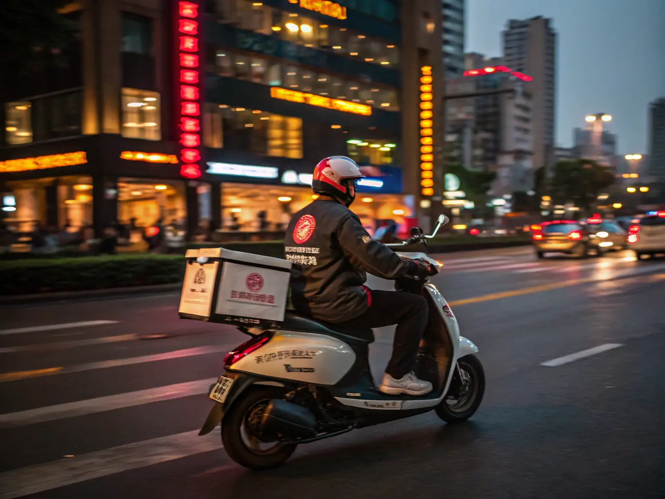 A CityOhm electric bike with a rider wearing a delivery uniform, showcasing its comfortable riding position and user-friendly controls.